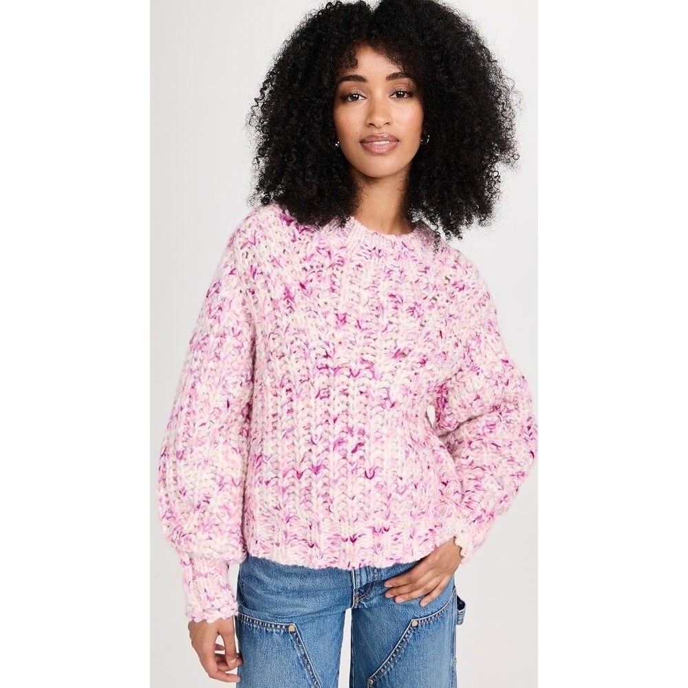 LoveShackFancy Vollare Alpaca Blend Knit Sweater Pink Berry Medley Chunky XL